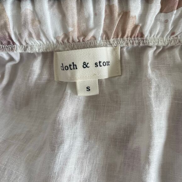 Anthropologie Cloth & Stone Scrunch Strap Linen Tiered Midi Dress - Size S - Picture 5 of 6